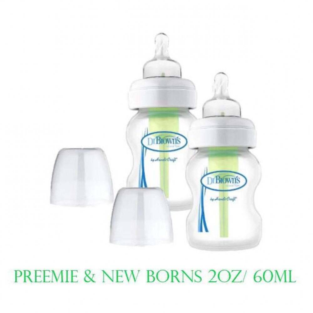 Dr. Brown's Preemies &New born Baby Bottle 2 oz /60ml x 2 pcs