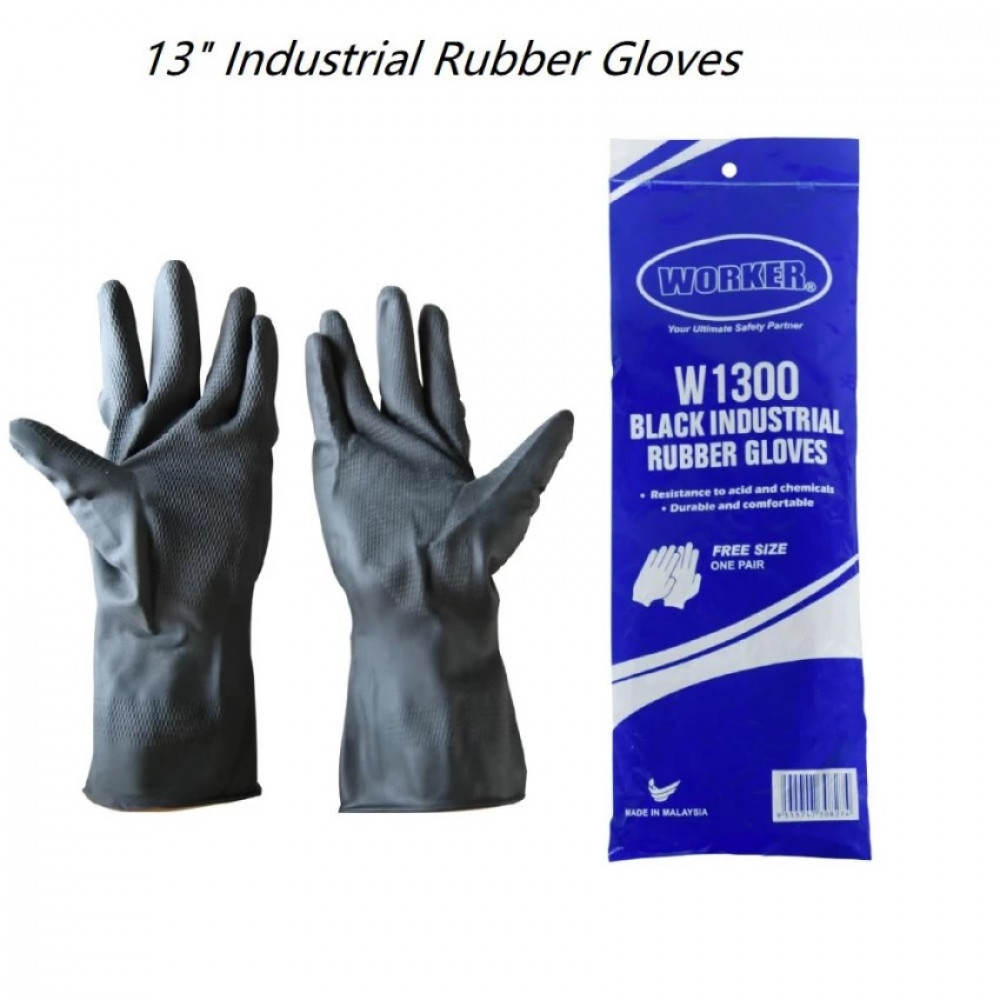 WORKER Black Industrial Rubber Gloves WORKER Black Industrial Rubber Gloves