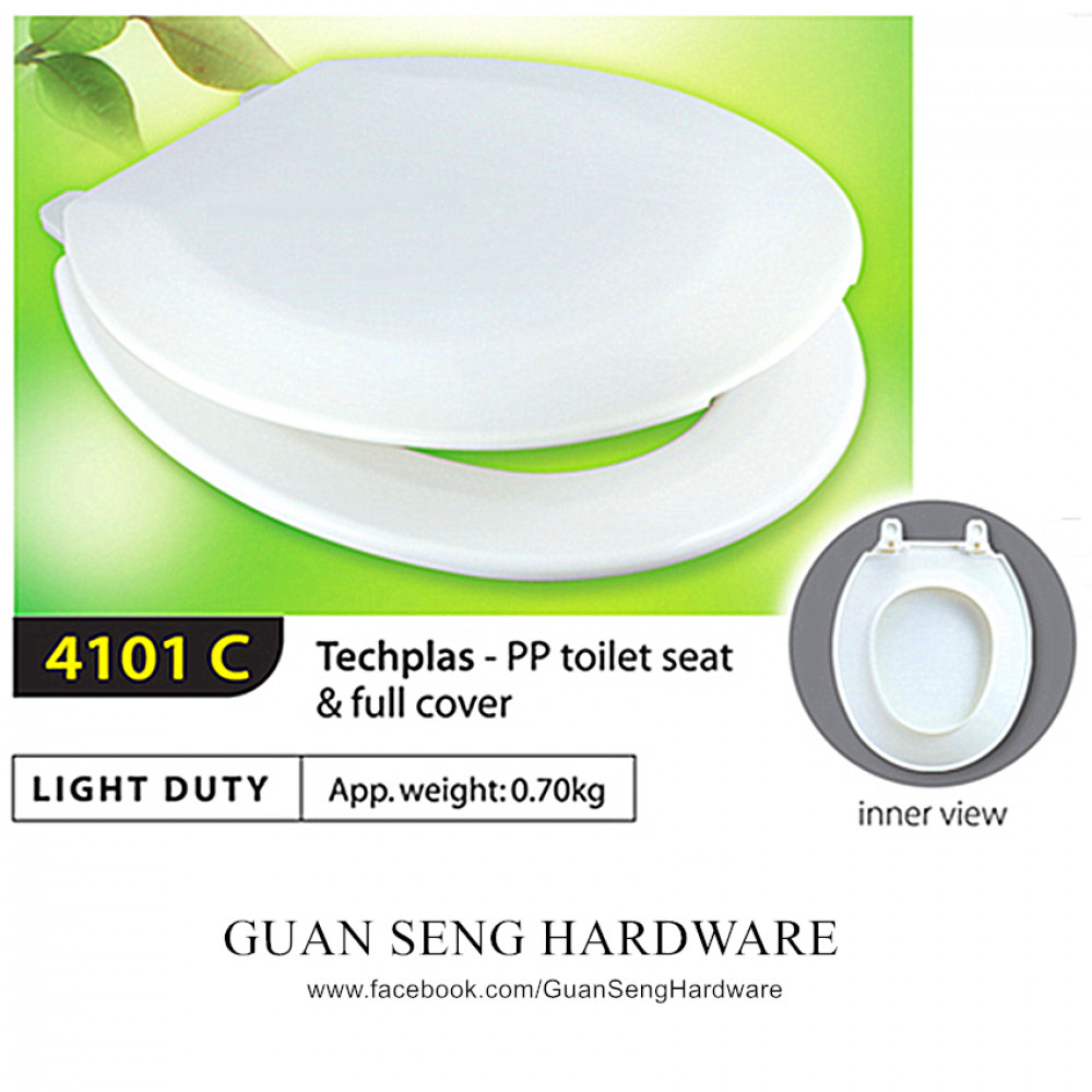 Techplas Plastic Light Duty Toilet Seat & Full Cover 4101C(WHITE) Techplas Plastic Light Duty Toilet Seat & Full Cover 4101C(WHITE)