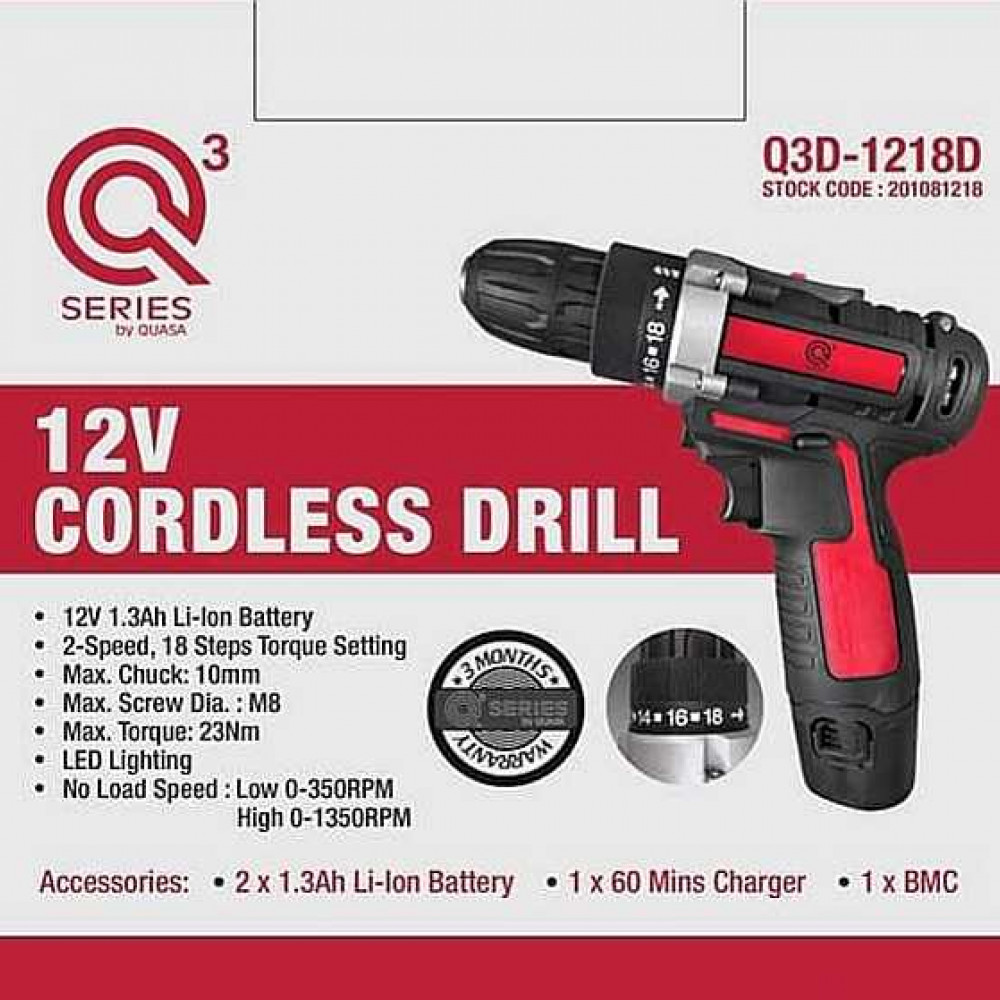 QUASA Q3D-1218D 12V Cordless Drill