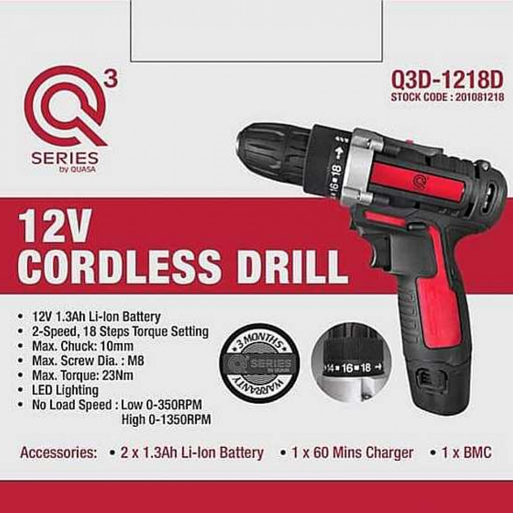 QUASA Q3D-1218D 12V Cordless Drill QUASA Q3D-1218D 12V Cordless Drill