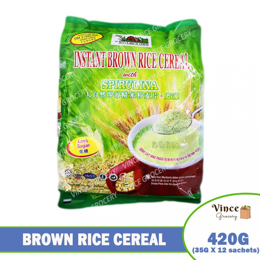 NATURE'S OWN Instant Brown Rice Cereal With Spirulina 420G NATURE'S OWN Instant Brown Rice Cereal With Spirulina 420G