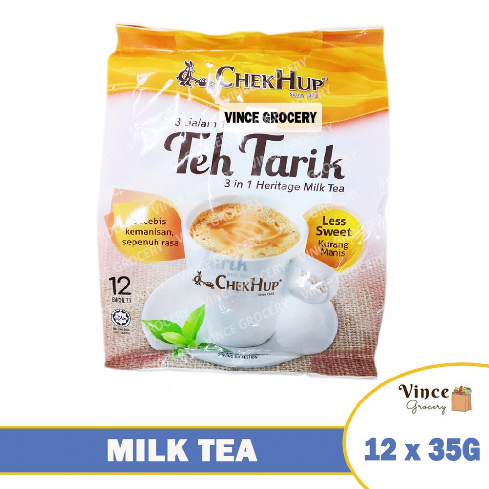 CHEK HUP Teh Tarik 3 In 1 Heritage Milk Tea (Less Sweet) 12 X 35G CHEK HUP Teh Tarik 3 In 1 Heritage Milk Tea (Less Sweet) 12 X 35G