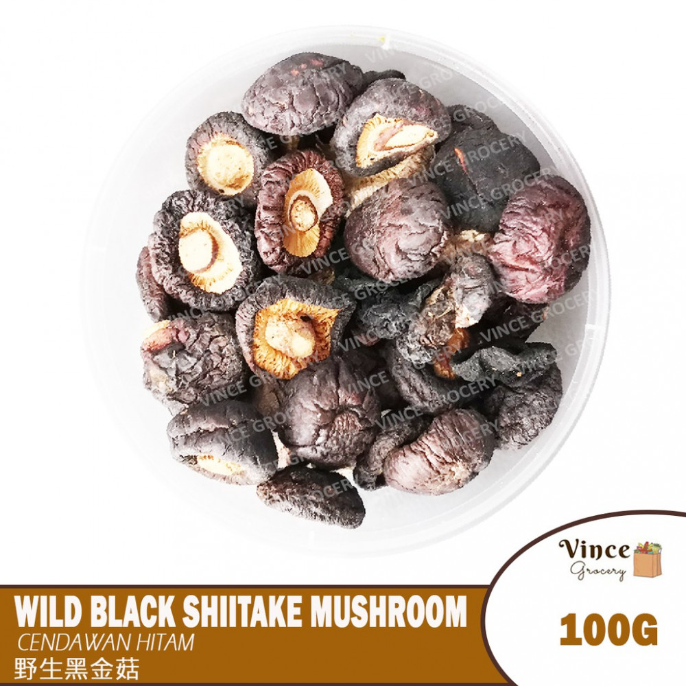 Wild Black Shiitake Mushroom | 野生黑金菇 100G Wild Black Shiitake Mushroom | 野生黑金菇 100G