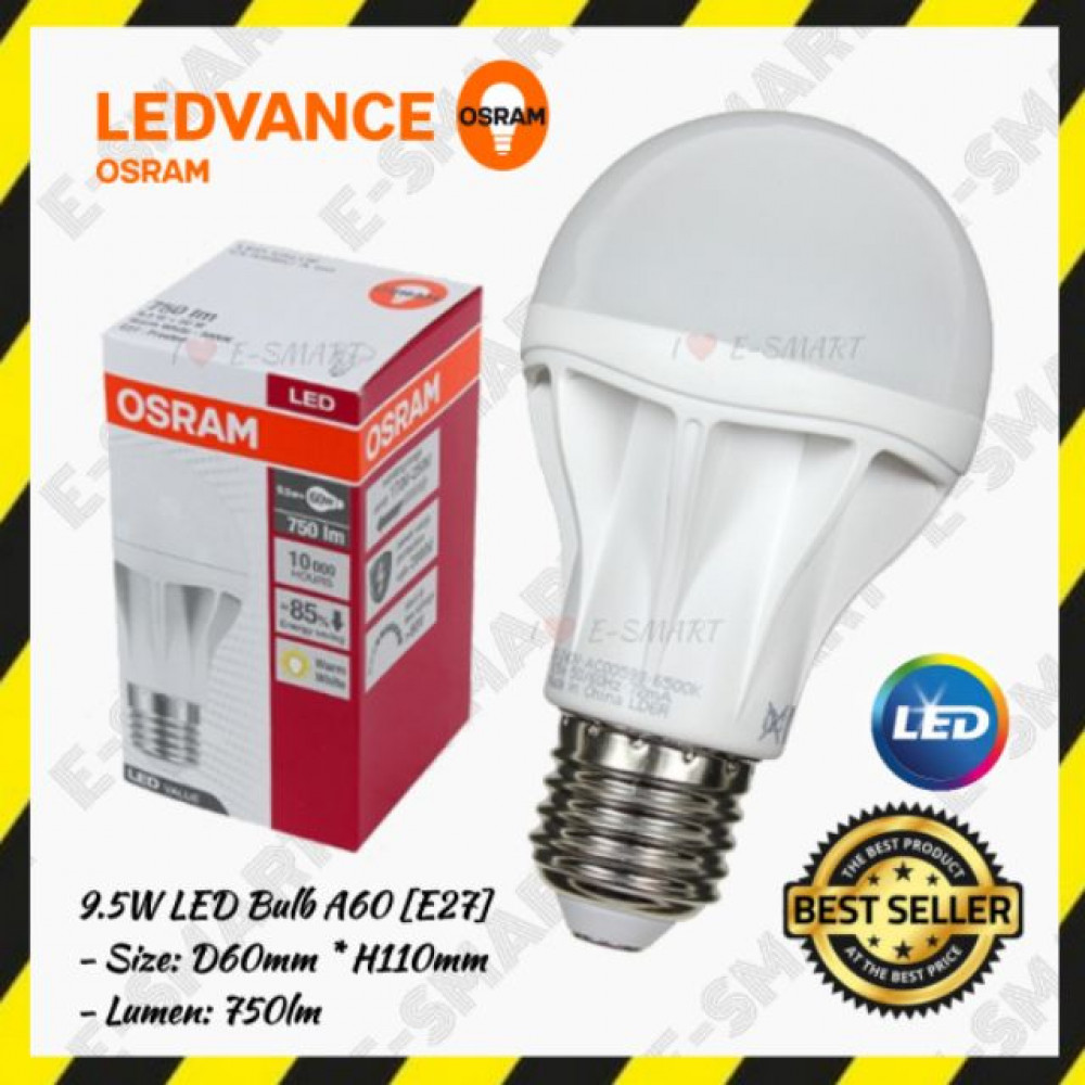 OSRAM 9.5W A60 LED BULB DAYLIGHT WARMWHITE E27 750LUMEN MENTOL LED OSRAM E27 OSRAM 9.5W A60 LED BULB DAYLIGHT WARMWHITE E27 750LUMEN MENTOL LED OSRAM E27