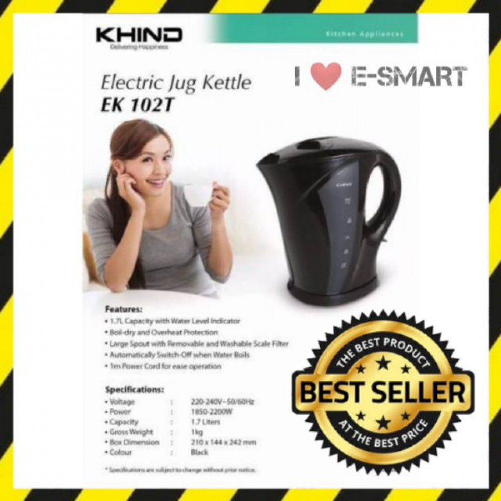 KHIND EK 102T Electric Jug Kettle 1.7L Black KHIND EK 102T Electric Jug Kettle 1.7L Black