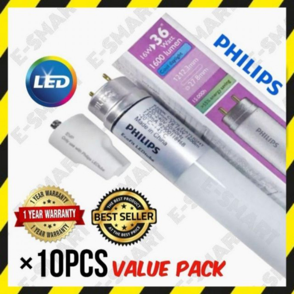 10PCS PHILIPS ECOFIT 16W T8 LED TUBE COOL DAYLIGHT 4FT 1200MM 10PCS PHILIPS ECOFIT 16W T8 LED TUBE COOL DAYLIGHT 4FT 1200MM