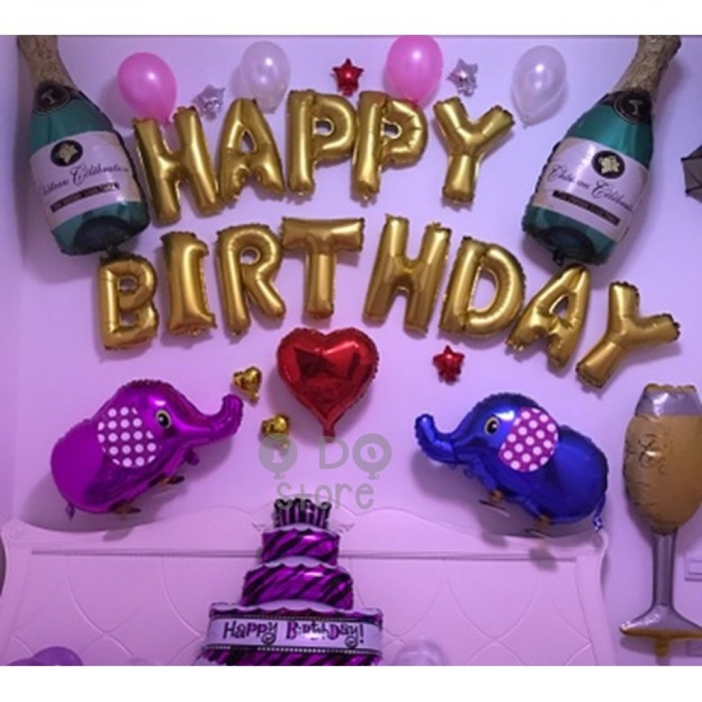 【READY STOCK】Elephant & Wine Adult Happy Birthday Party Balloon Set 【READY STOCK】Elephant & Wine Adult Happy Birthday Party Balloon Set