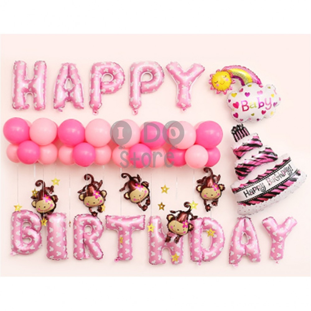【READY STOCK】Monkey Girl Birthday Party Balloon Set ( PINK ) 【READY STOCK】Monkey Girl Birthday Party Balloon Set ( PINK )