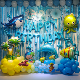 image of 【READY STOCK】OCEAN / UNDER THE SEA Theme Birthday Party Decoration Balloon Set