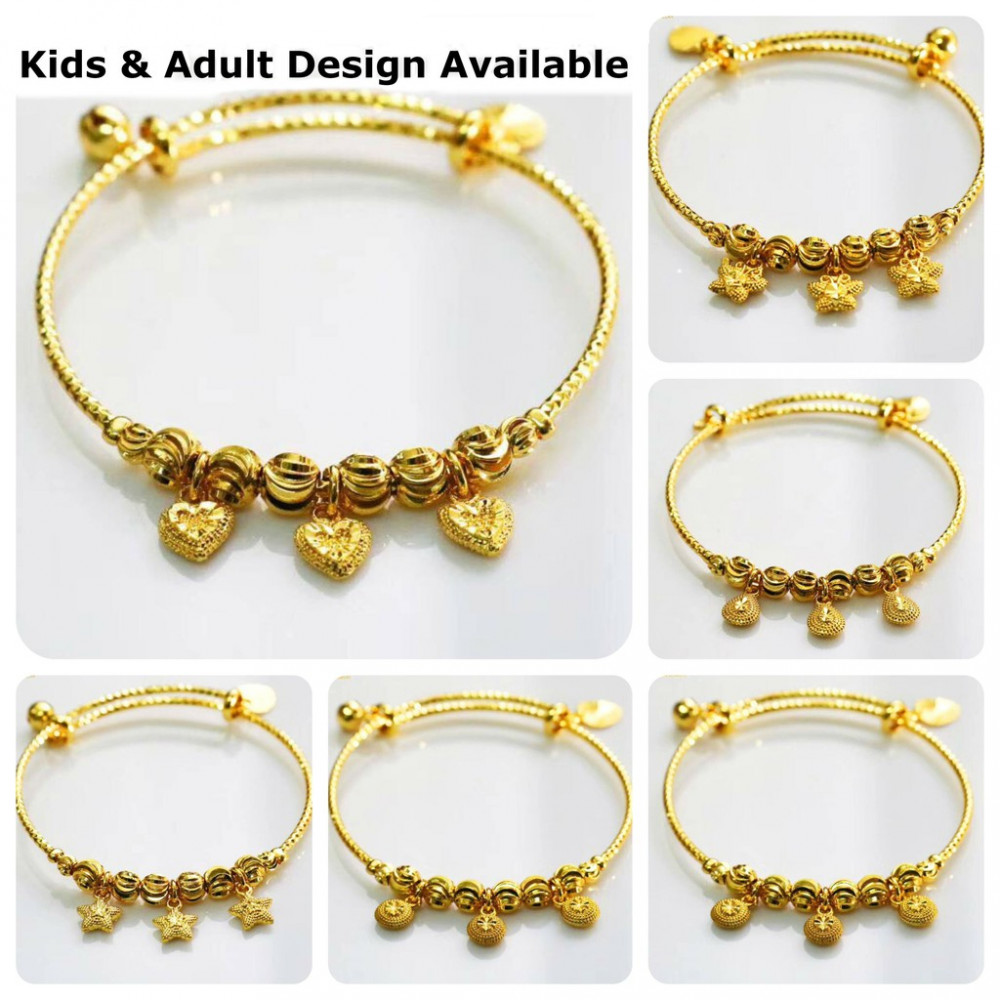 24k Gelang Tangan Emas Korea Adult & Kids Adjustable Bangle Local Stock