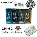 Original Coman In-Ear Bass Earphones CM62 Ready Stock