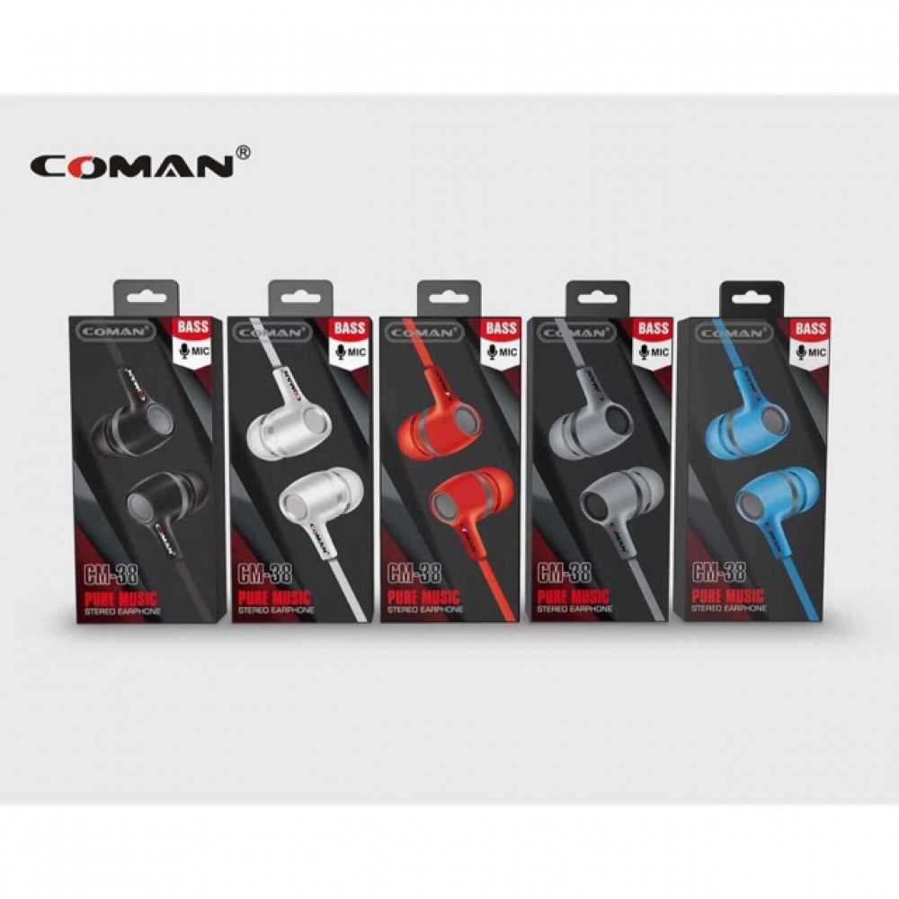 Genuine Coman Bass 3.5mm In-Ear Earphones Mic Ready Stock