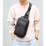 Men's Bags- Men Cross Bag #16892 Canvas Mix Nylon Material With Long Strap Ready Stock