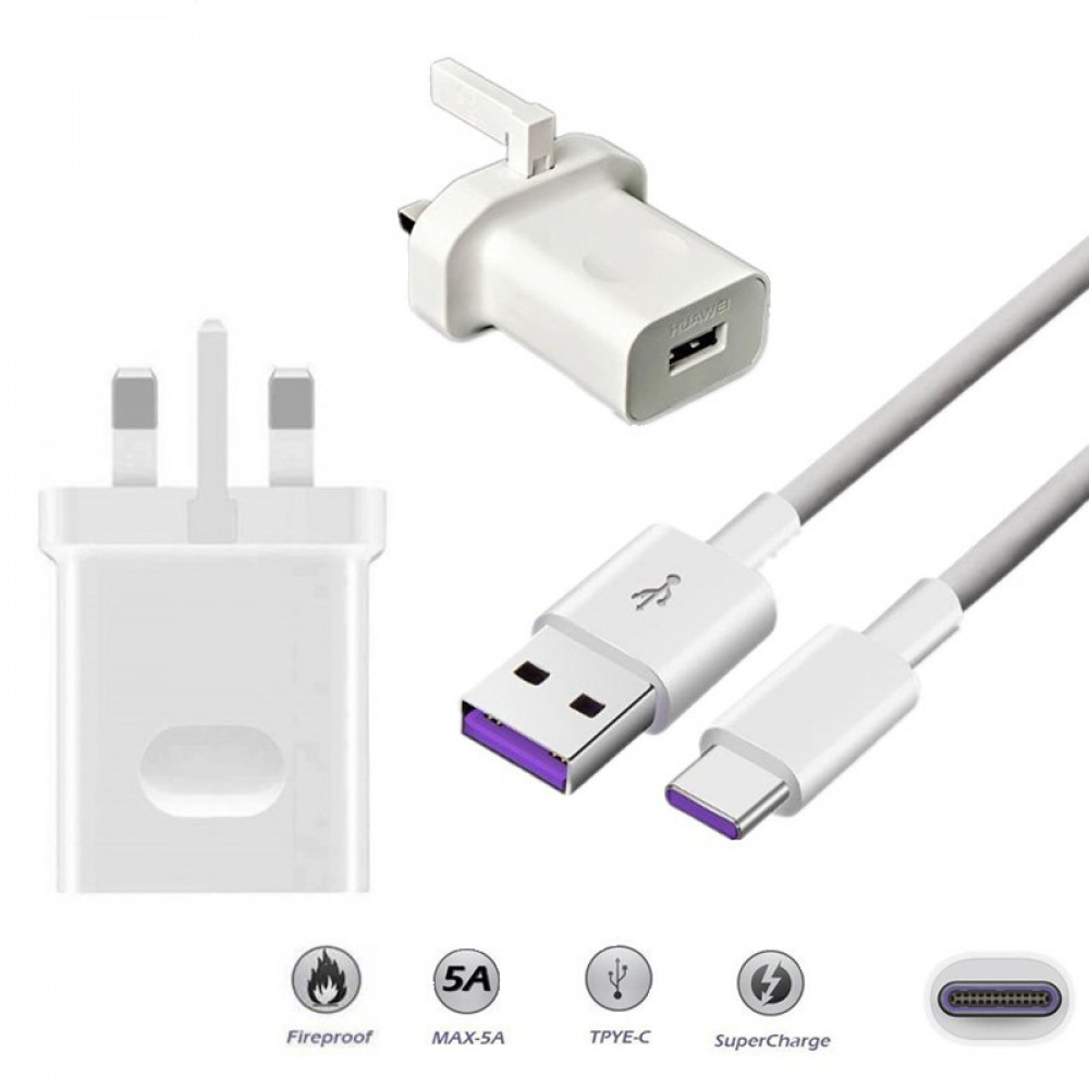 Huawei HW-100400E00 Adattatore di alimentazione USB Super Charge + cavo Huawei HW-100400E00 Adattatore di alimentazione USB Super Charge + cavo