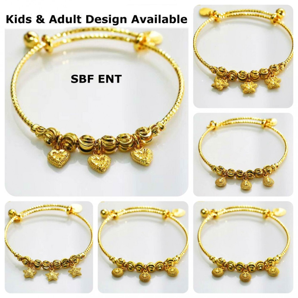 Budak & Dewasa 24k Emas Korea Adjustable Bangle Ready Stock Best Quality