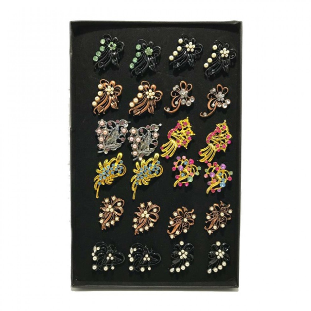 Wholesale Shoulder Pin / Brooch Randomly Mix Design Pair Color with Box 24pcs