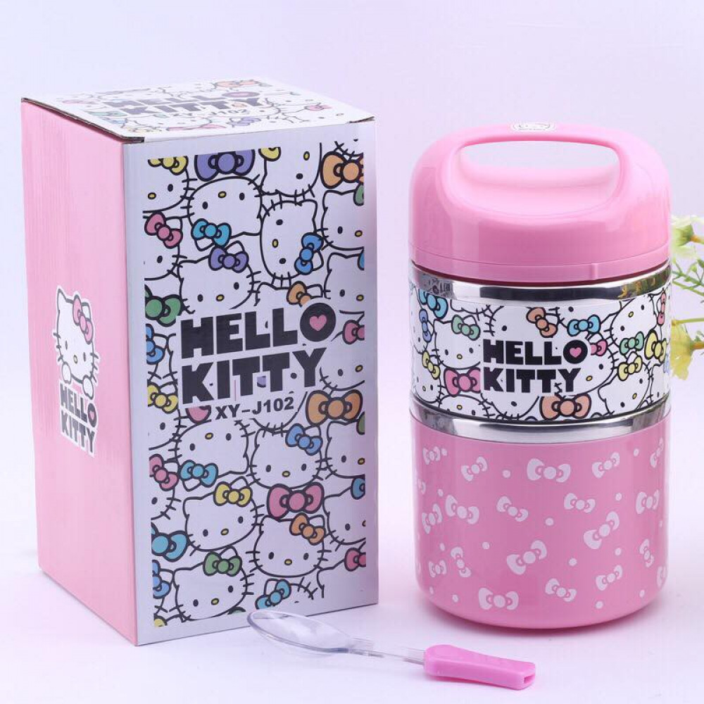 Hello Kitty Stainless Steel 2 Layer Lunch Box Ready Stock