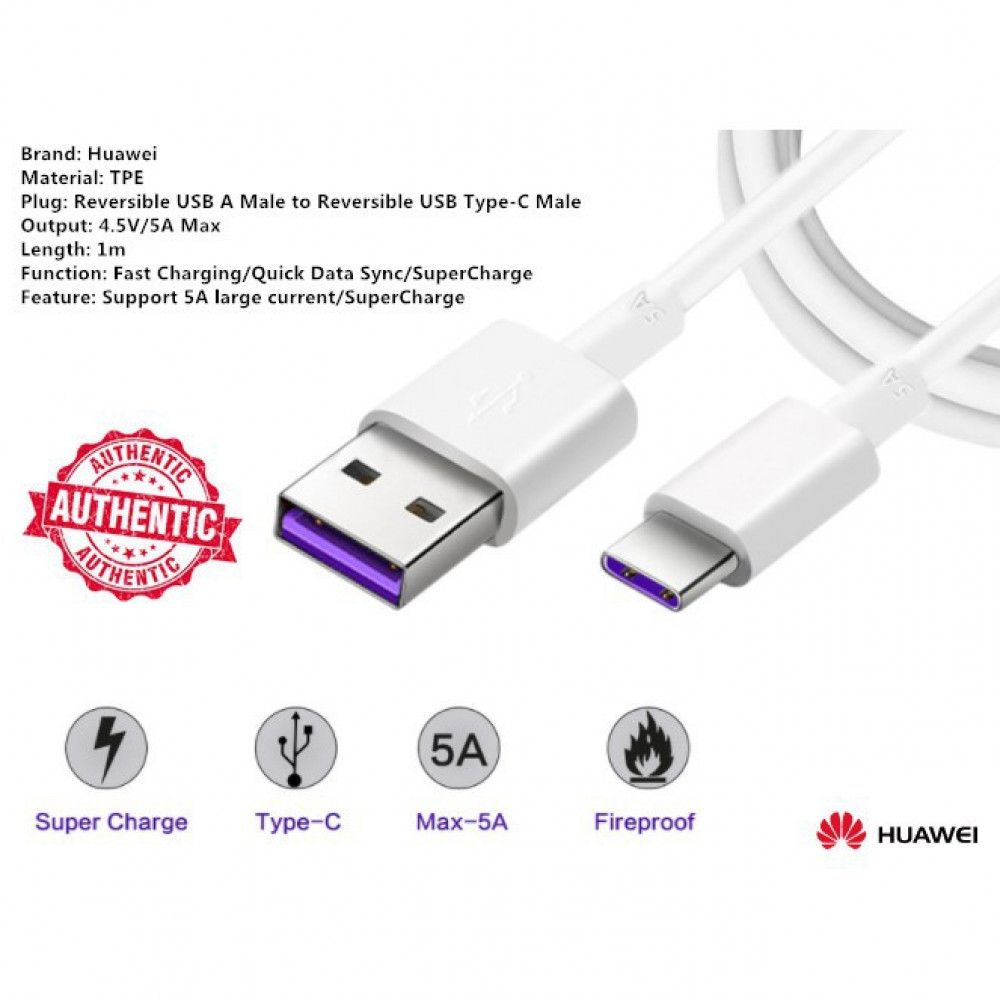 Huawei SuperCharge 4.5A/5A Adapter + Type C 3.0 Super Charging Cable (Free  Post)