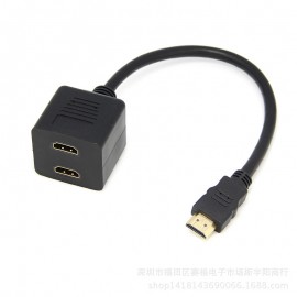 image of 30CM Gold Hdmi Y Splitter Cable Adapter 1 Male To 2 Female For Hdtv Xbox360 Ps3 (P9-3)