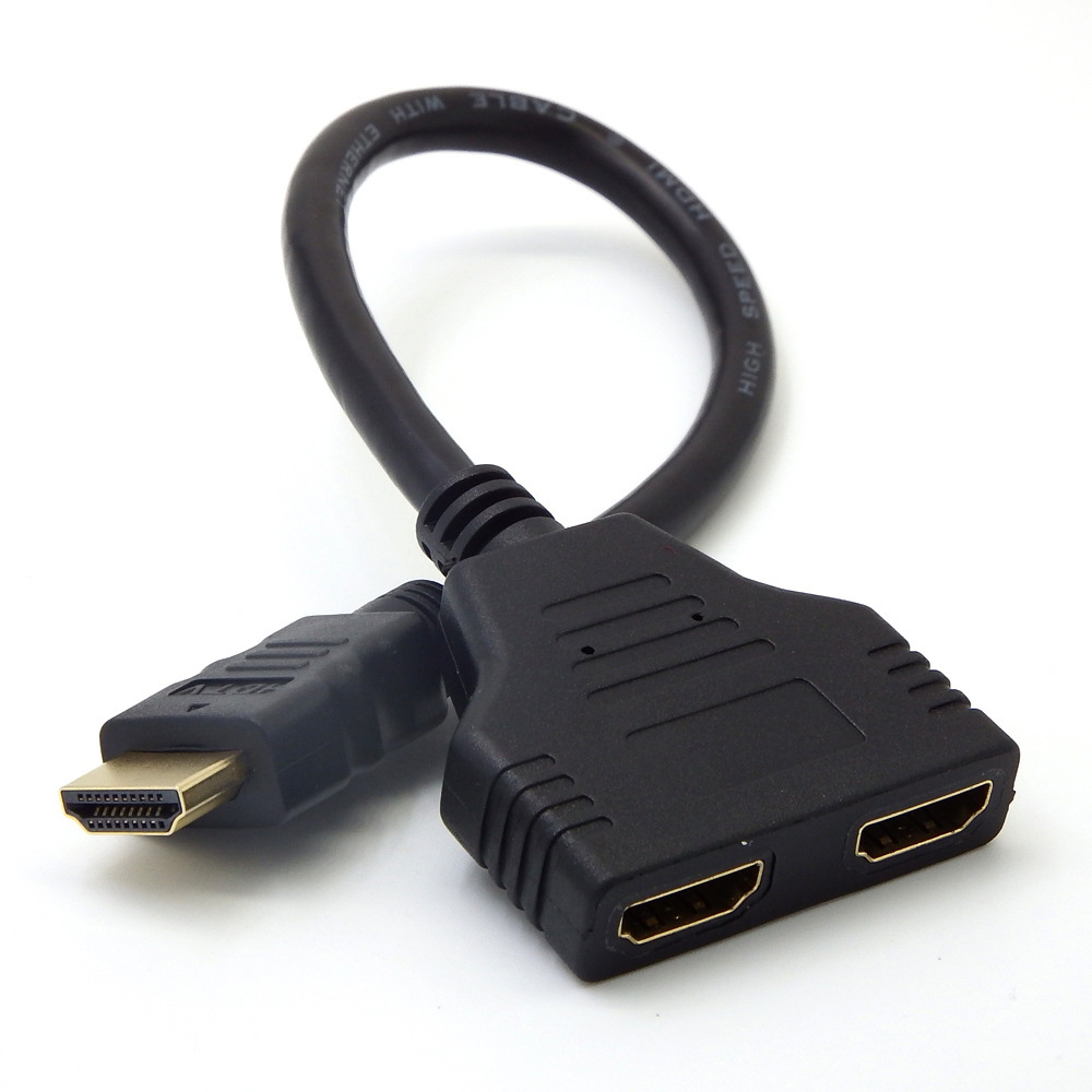 1080P HDMI 1 Male To Dual HDMI 2 Female Y Splitter Cable Adapter for HDTV LCD TV (P9-3) 1080P HDMI 1 Male To Dual HDMI 2 Female Y Splitter Cable Adapter for HDTV LCD TV (P9-3)