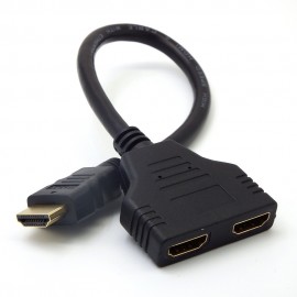 image of 1080P HDMI 1 Male To Dual HDMI 2 Female Y Splitter Cable Adapter for HDTV LCD TV (P9-3)