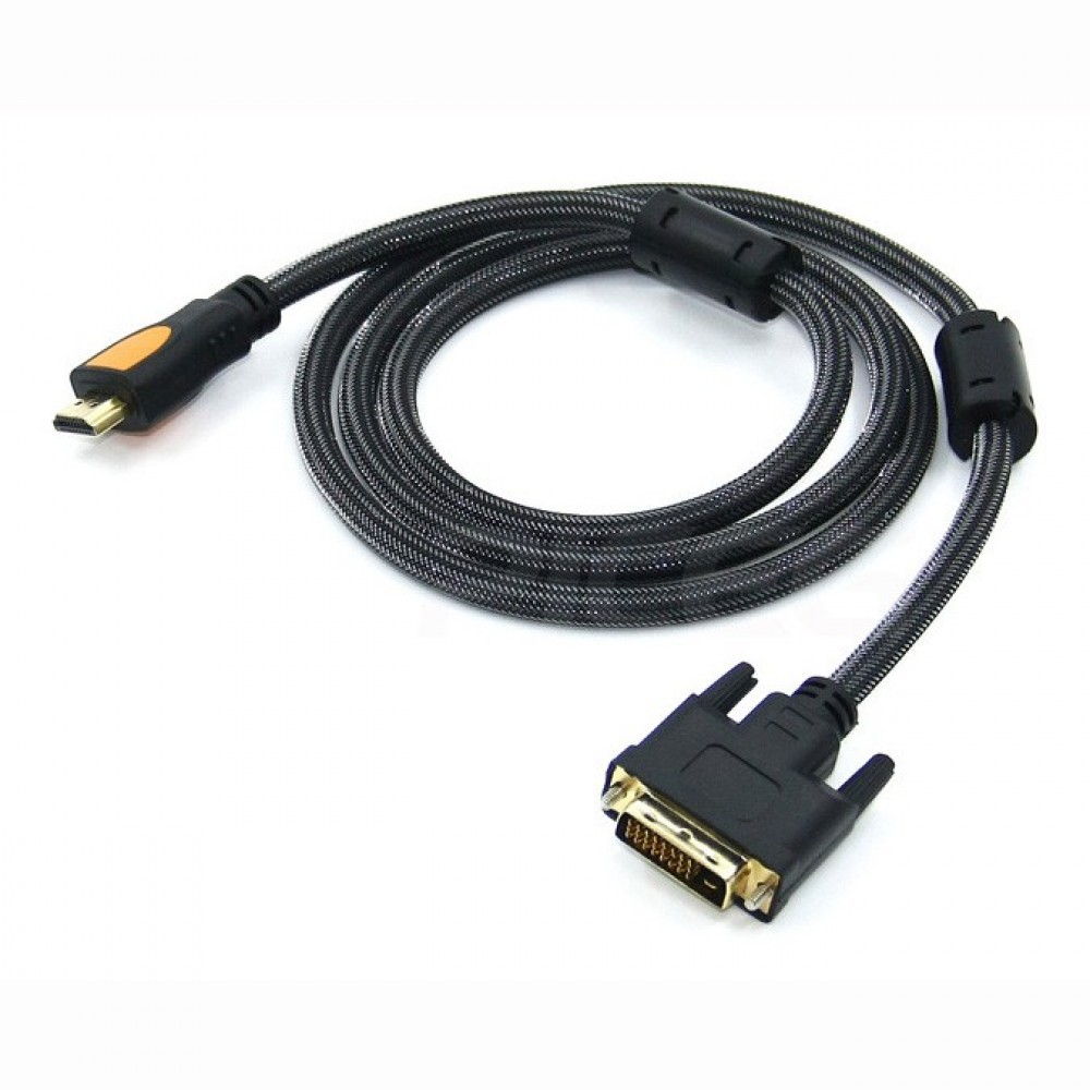 1080P HD 1.5M HDMI Male To DVI Male DVI-D 24+1 Pin Cable Double Magnetic Ring 1080P HD 1.5M HDMI Male To DVI Male DVI-D 24+1 Pin Cable Double Magnetic Ring