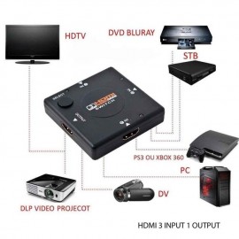 image of 1080P 3 PORT HDMI SWITCH VIDEO SWITCHER 3 INPUT 1 OUTPUT For HDTV DVD XBOX PS3