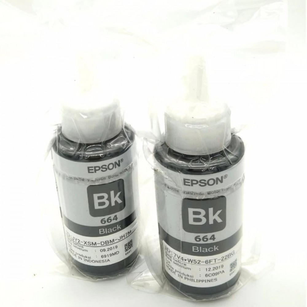 2Pcs Original Epson T6641 Refil Ink Bottle 70ml Without Packing Box (Black) 2Pcs Original Epson T6641 Refil Ink Bottle 70ml Without Packing Box (Black)