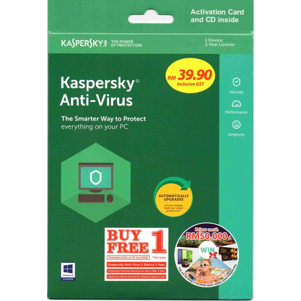 Kaspersky Anti Virus 2018 (Buy 1 Free 1) 1Device.1Year Extra Free 1Device 1Year Kaspersky Anti Virus 2018 (Buy 1 Free 1) 1Device.1Year Extra Free 1Device 1Year