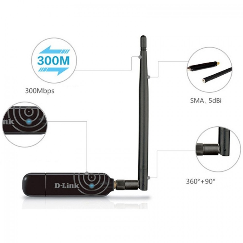 Official D-LINK DWA-137 High Gain 300Mbps 5dBi Antenn USB Wireless WiFi Adapter Official D-LINK DWA-137 High Gain 300Mbps 5dBi Antenn USB Wireless WiFi Adapter