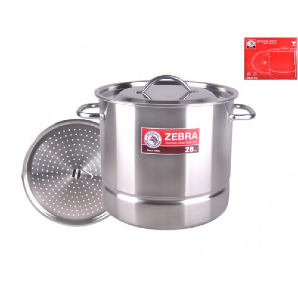 Zebra 28X26cm Stock Pot W/Steaming Plate