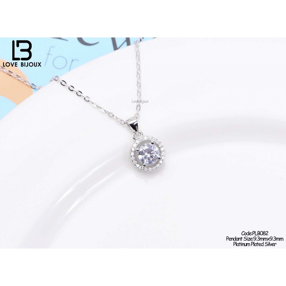 [Love Bijoux set chain series] S925 silver platinum plated elegant round diamond necklace PLB082