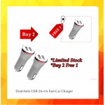  {12.12}  BUY 1 FREE 1 Dual-hole USB 2A+1A Fast Car Charger BUY 2 FREE 1
