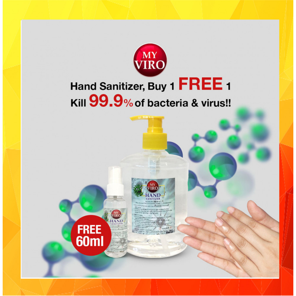 [Ready Stock]Hand Sanitizer[Buy 1Free 1]BUY Hand Sanitizer 500ML FREE Hand Sanitizer 60ML x1