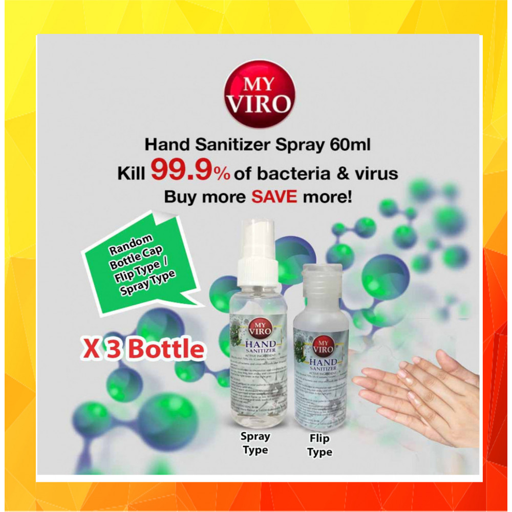 [Ready Stock]Hand Sanitizer Spray 60ML [Ethyl Alcohol 75% v/v] x 3btl