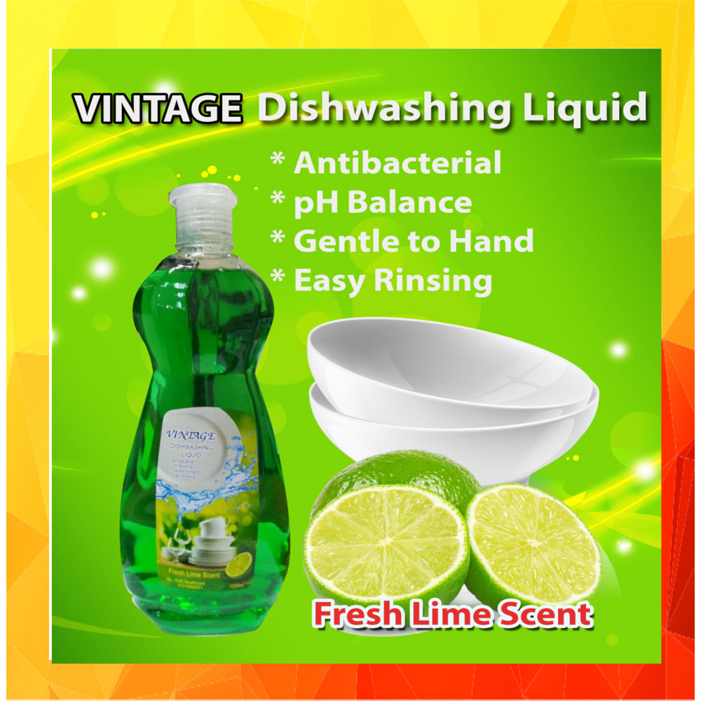 Vintage Dishwashing Liquid (Fresh Lime Scent 1000ml) Vintage Dishwashing Liquid (Fresh Lime Scent 1000ml)