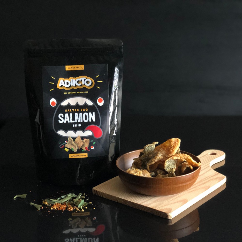 Adiicto Salmon Skin-Salted Egg Salmon Skin 100g[Salted Egg Fish Skin][Salmon Skin][Fish Skin]