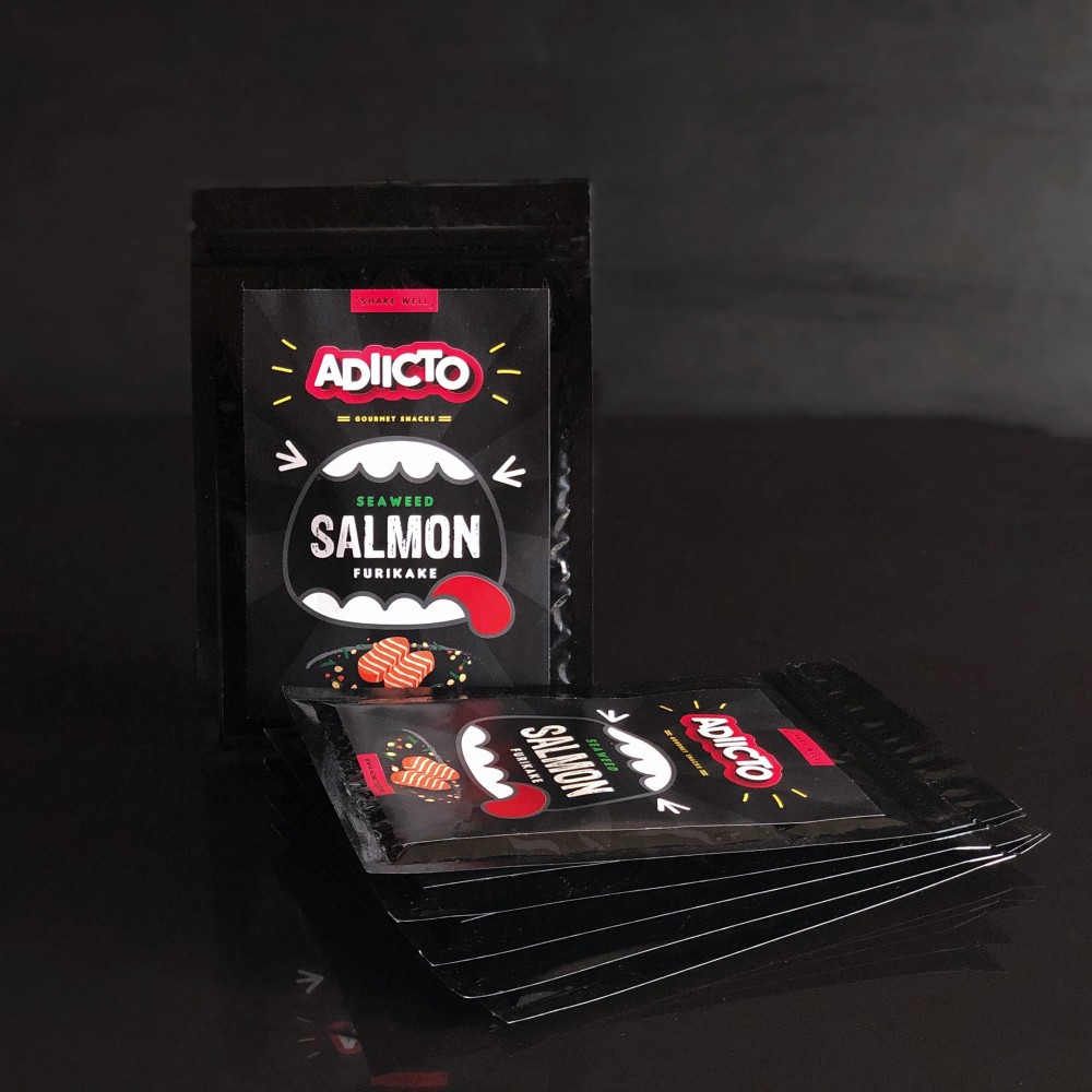 Adiicto-Six(6) Packs Of Seaweed Salmon Furikake 25g[Japanese Rice Seasoning][Salted Egg Fish Skin][Salmon Floss]