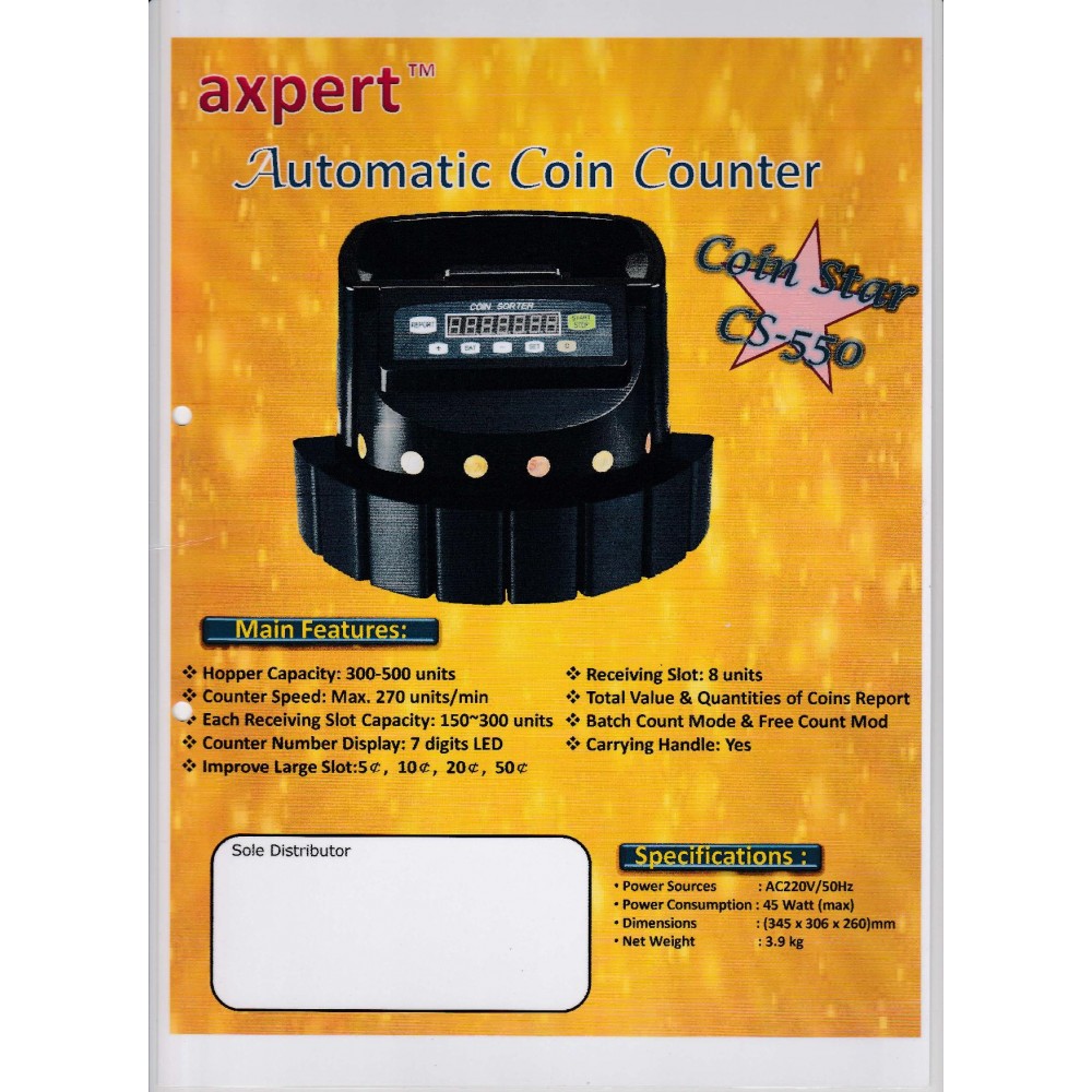 AXPERT COIN COUNTER CS550 AXPERT COIN COUNTER CS550