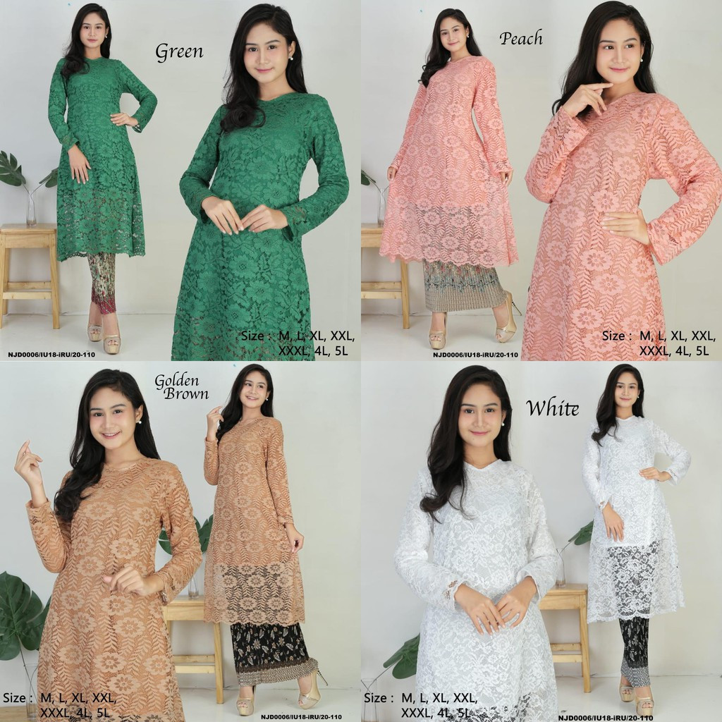 image of Exclusive Collections Tunic Kurung Prada Lace With Pleated Skirt