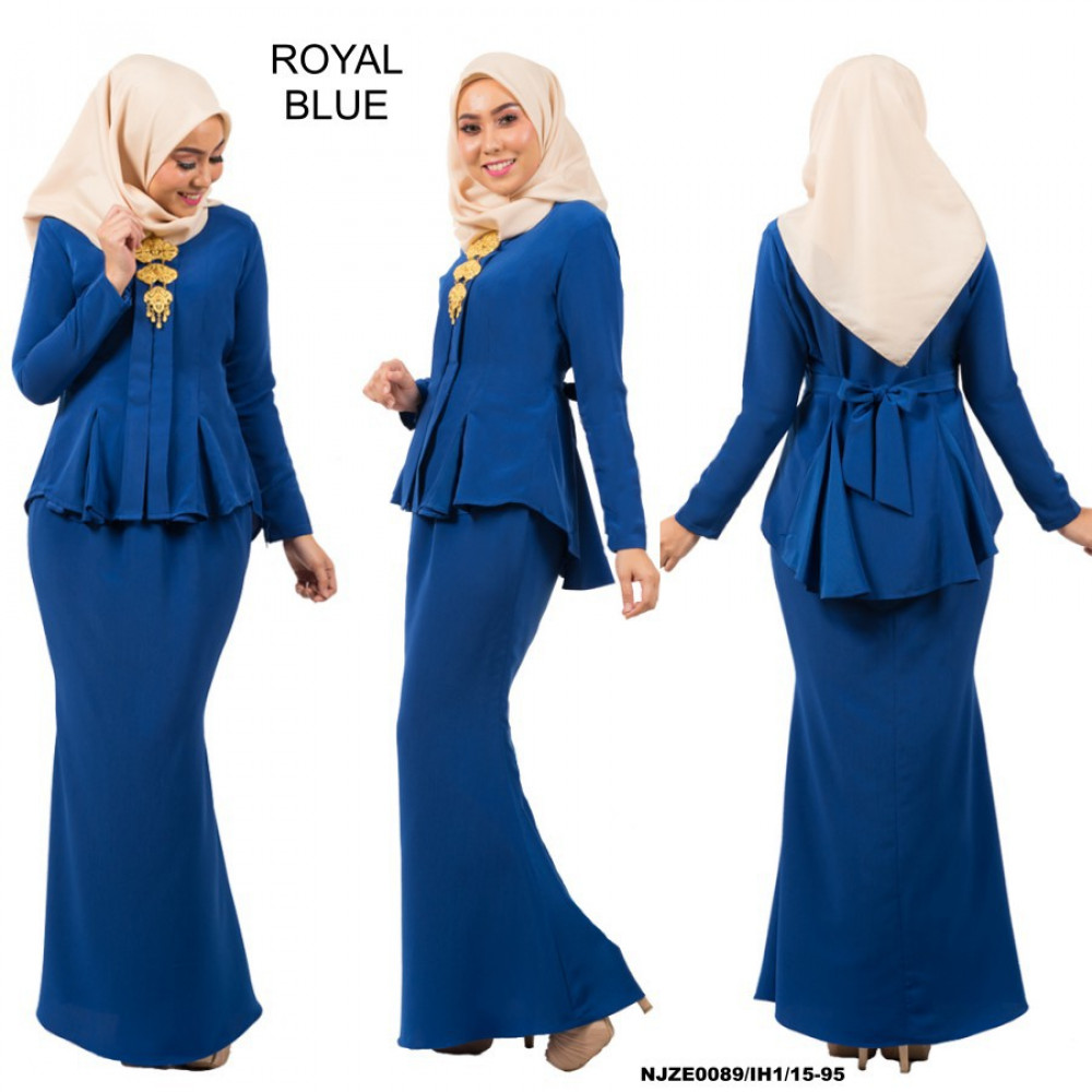 NJ Exclusive Tradisional Fishtail Kebaya with A-Cut Duyung Skirt - Royal Blue NJ Exclusive Tradisional Fishtail Kebaya with A-Cut Duyung Skirt - Royal Blue
