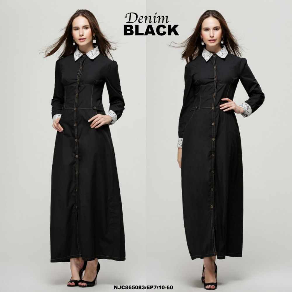 NJ ModernCollection Denim Lace Jubah NJ ModernCollection Denim Lace Jubah