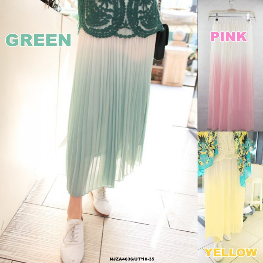 NJ Fashion Gradient Color Pleated Chiffon Skirt NJ Fashion Gradient Color Pleated Chiffon Skirt