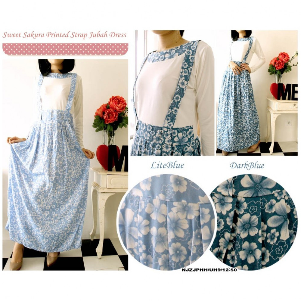 NJ SeoulFashion Sweet Sakura Printed Long Strap Jubah NJ SeoulFashion Sweet Sakura Printed Long Strap Jubah