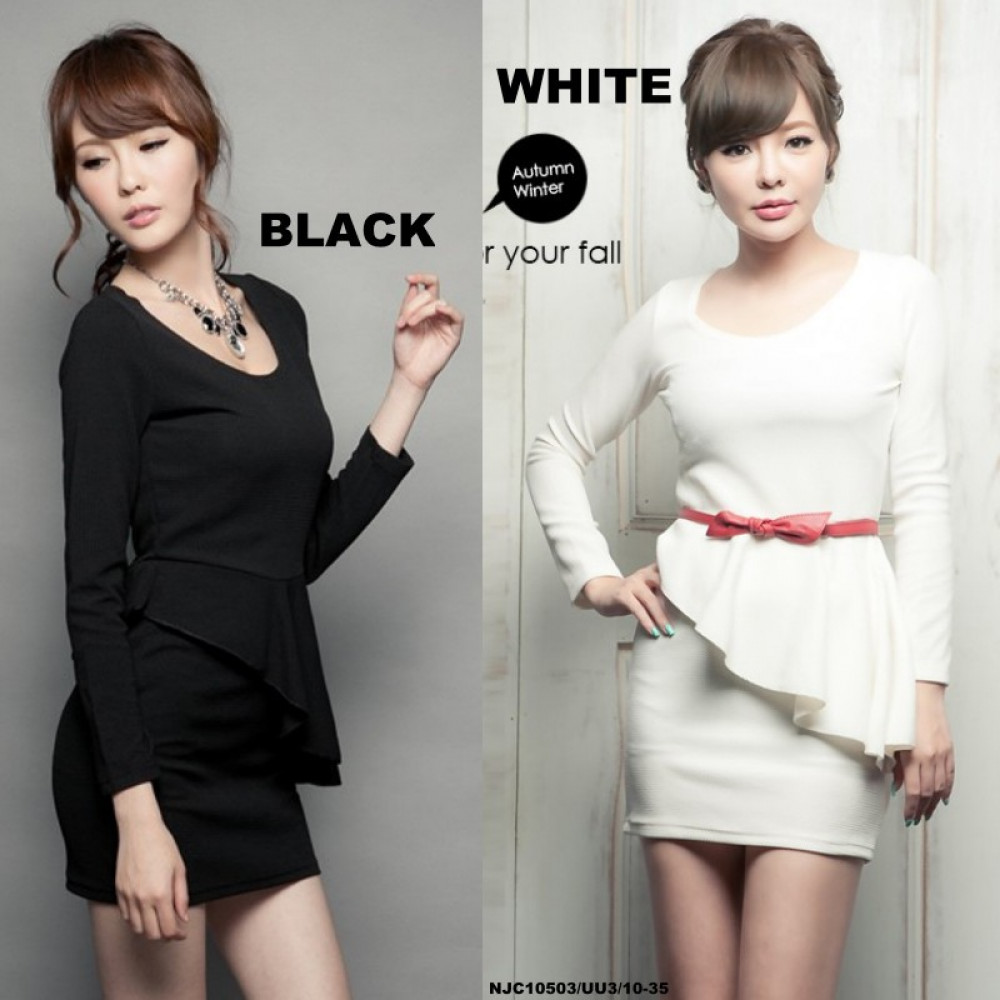 NJ EuropeFashion Candy Long Sleeve Peplum Dress NJ EuropeFashion Candy Long Sleeve Peplum Dress
