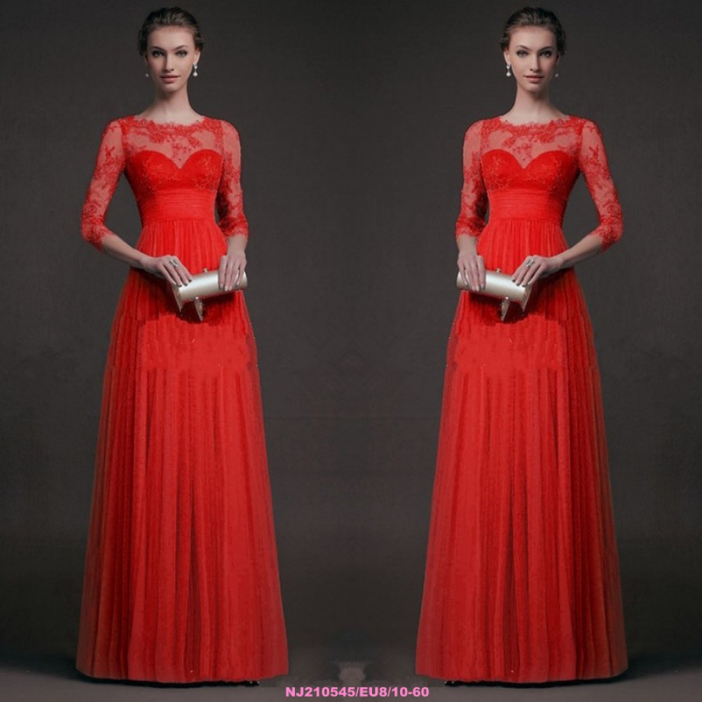 NJ EuropeFashion Lace Design Maxi Dress - Red NJ EuropeFashion Lace Design Maxi Dress - Red