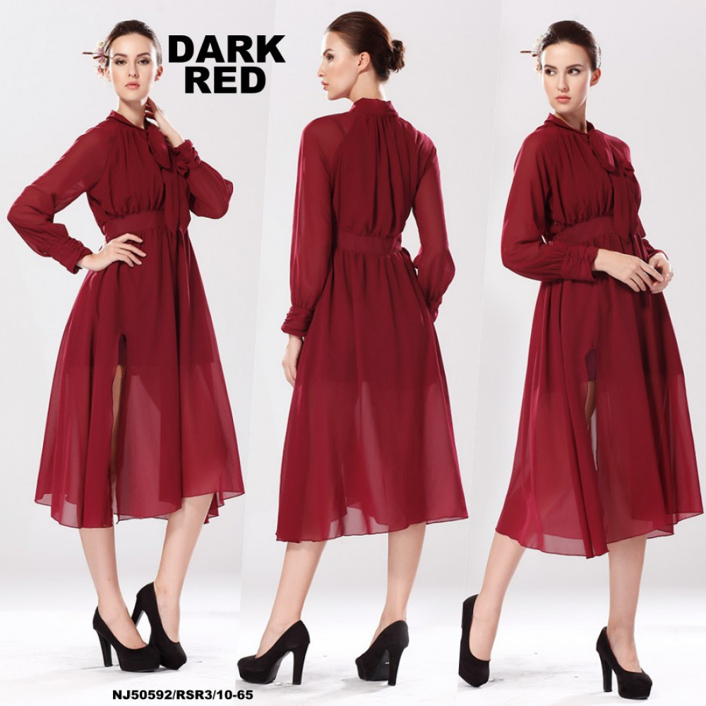 NJ EuropeFashion Stylish Chiffon Dress - Dark Red NJ EuropeFashion Stylish Chiffon Dress - Dark Red