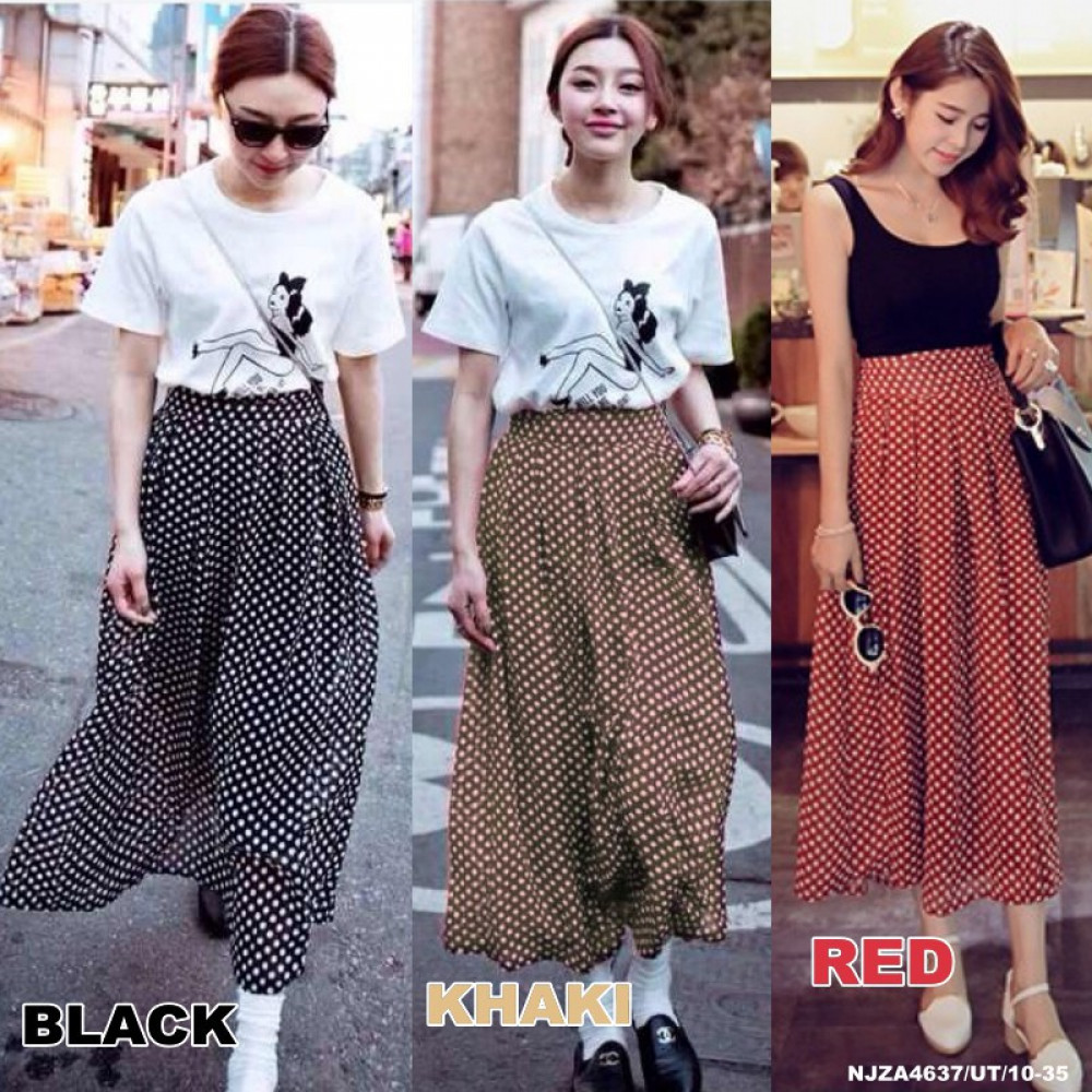 NJ Fashion High Waist Polka Dots Design Long Skirt NJ Fashion High Waist Polka Dots Design Long Skirt