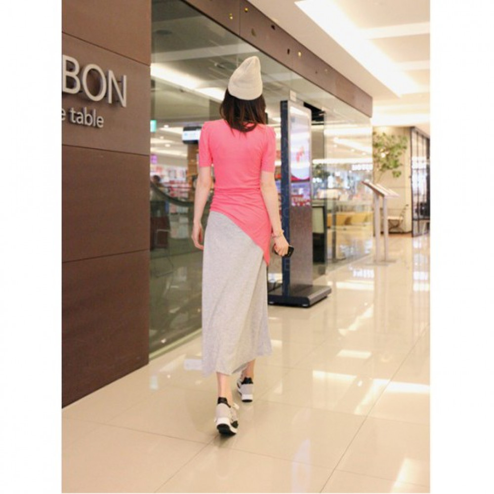 NJ Fashion Joint Color Trendy Cut Long Dress NJ Fashion Joint Color Trendy Cut Long Dress